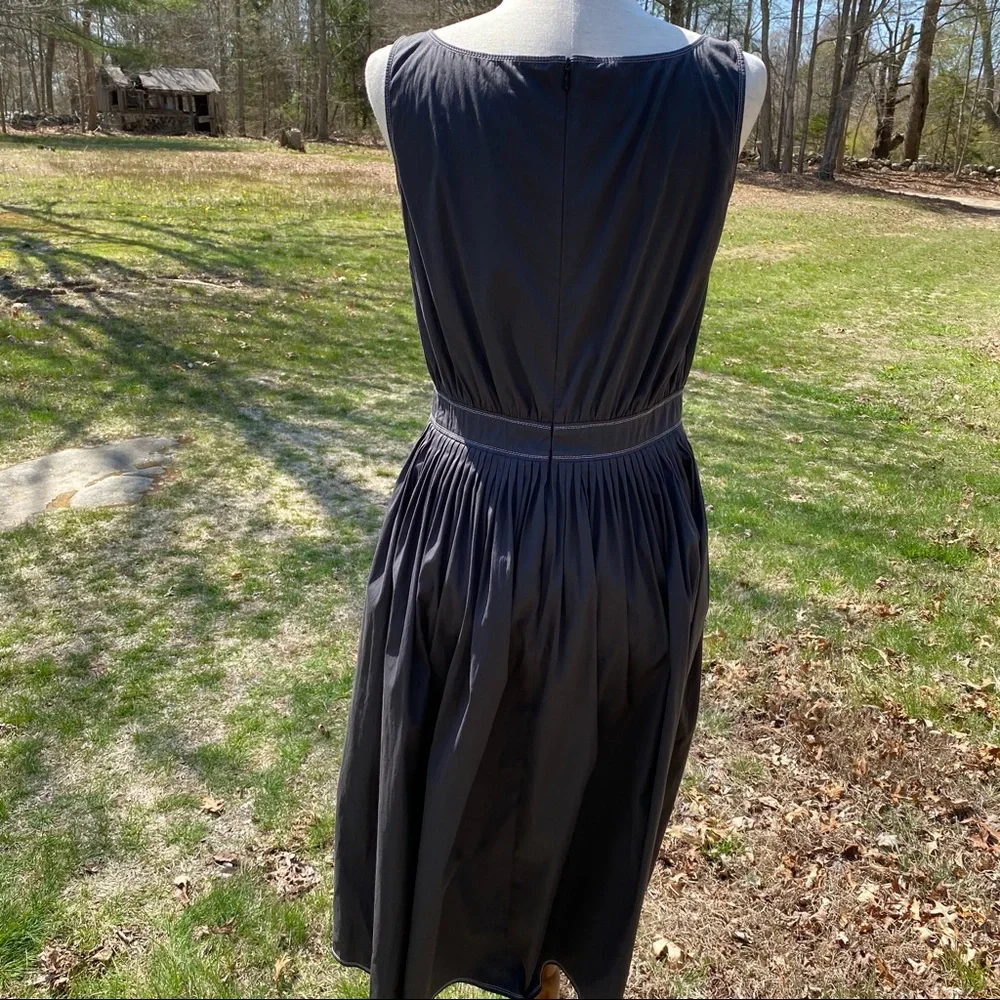 JIL SANDER DRESS SHIFT SLEEVELESS SCOOP NECK GRAY BOW Size 4 ITALY 36